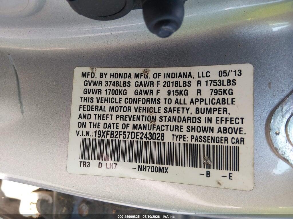 19XFB2F57DE243028 2013 HONDA CIVIC photo no. 9