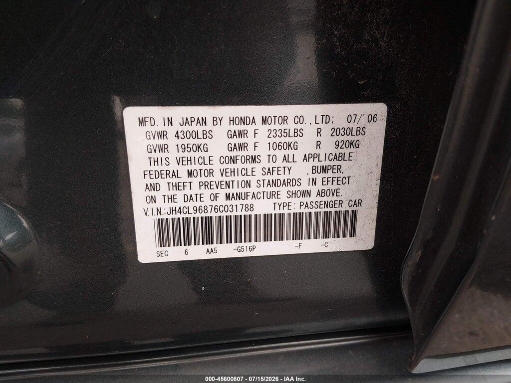 JH4CL96876C031788 2006 ACURA TSX photo no. 9