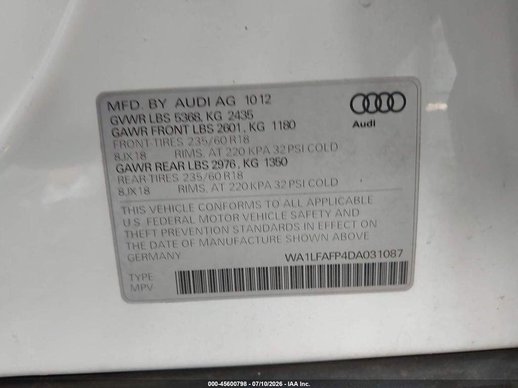 WA1LFAFP4DA031087 2013 AUDI Q5 photo no. 9