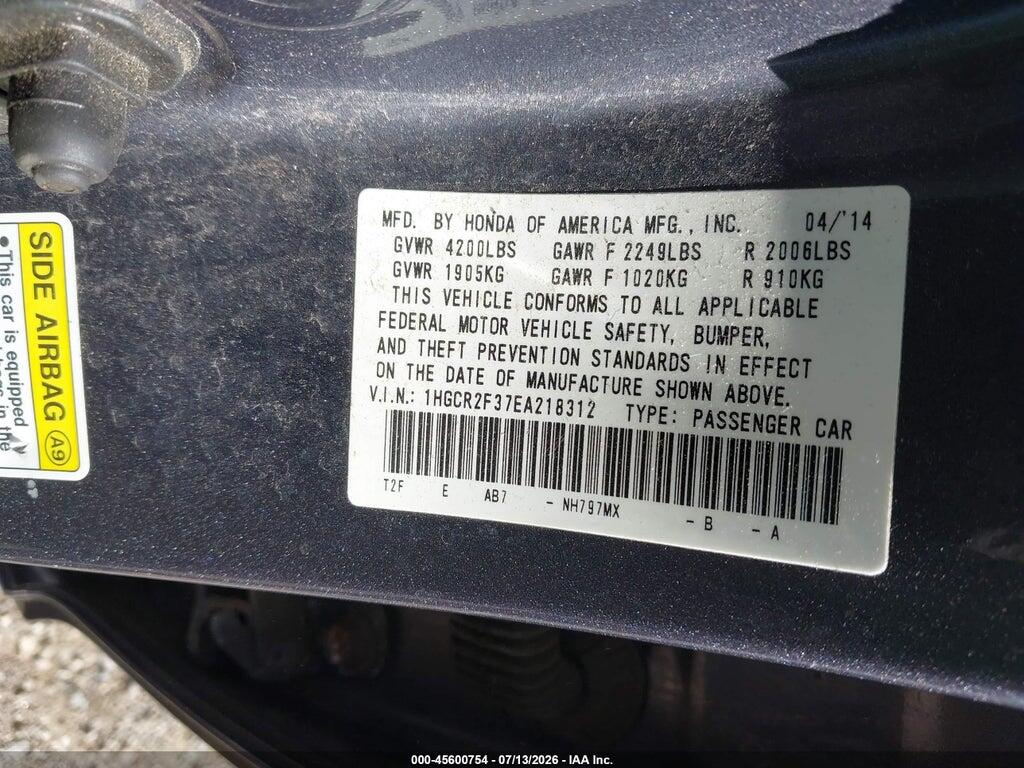 1HGCR2F37EA218312 2014 HONDA ACCORD photo no. 9