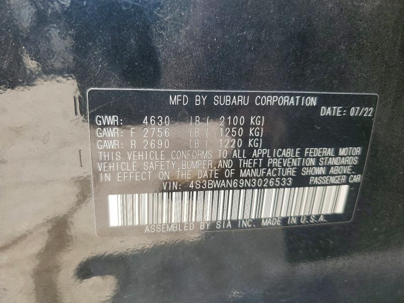 4S3BWAN69N3026533 2022 SUBARU LEGACY photo no. 12