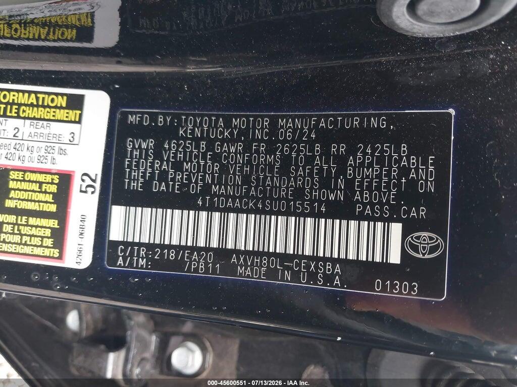4T1DAACK4SU015514 2025 TOYOTA CAMRY photo no. 9
