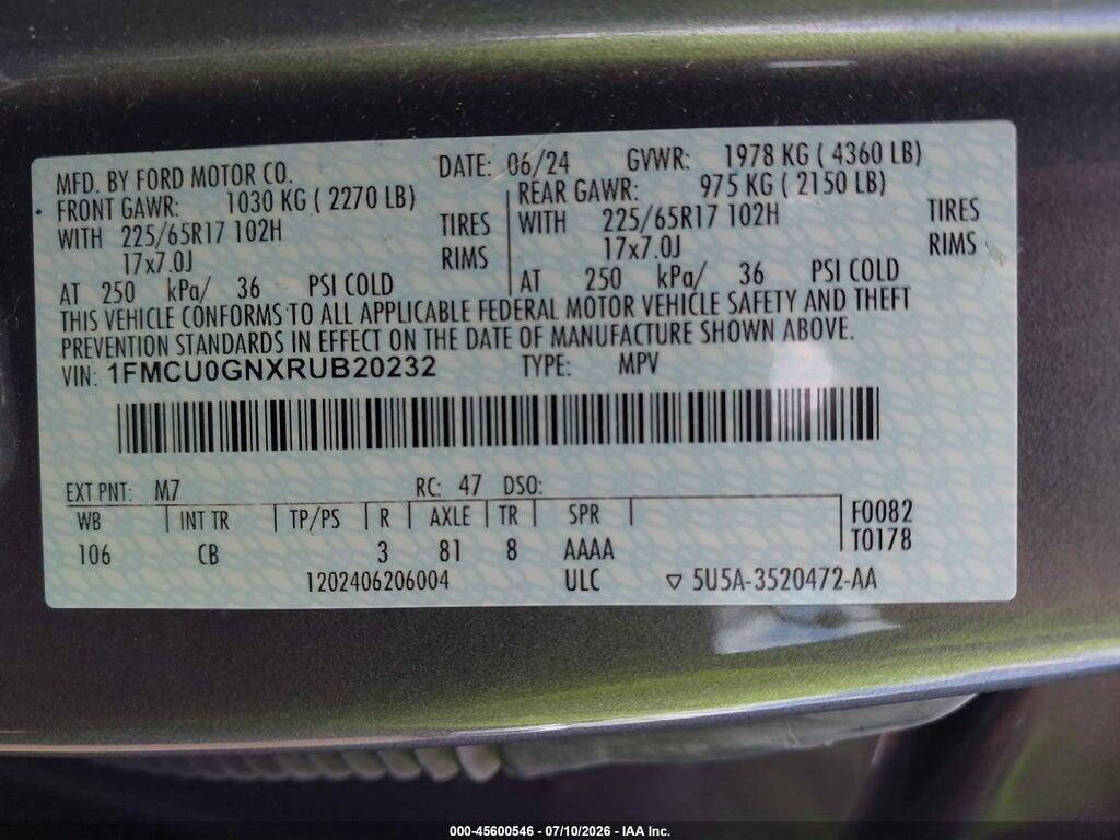 1FMCU0GNXRUB20232 2024 FORD ESCAPE photo no. 9