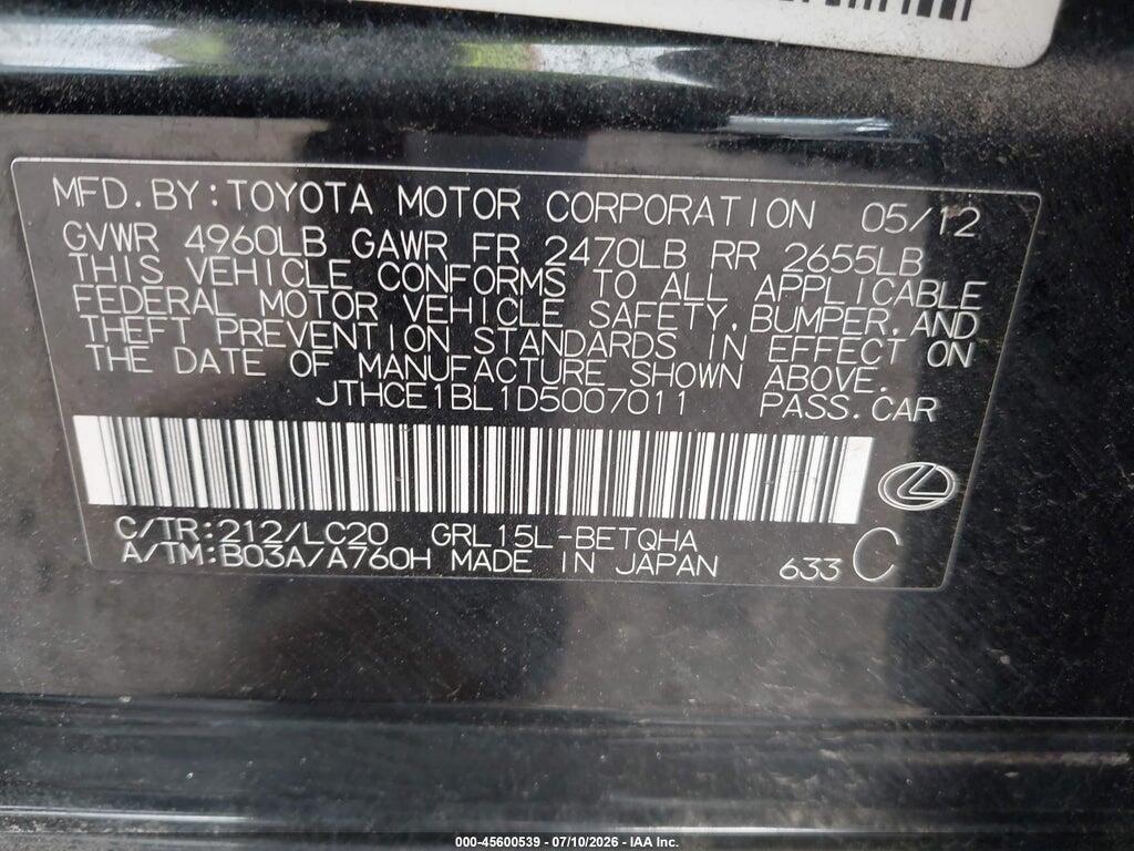 JTHCE1BL1D5007011 2013 LEXUS GS 350 photo no. 9