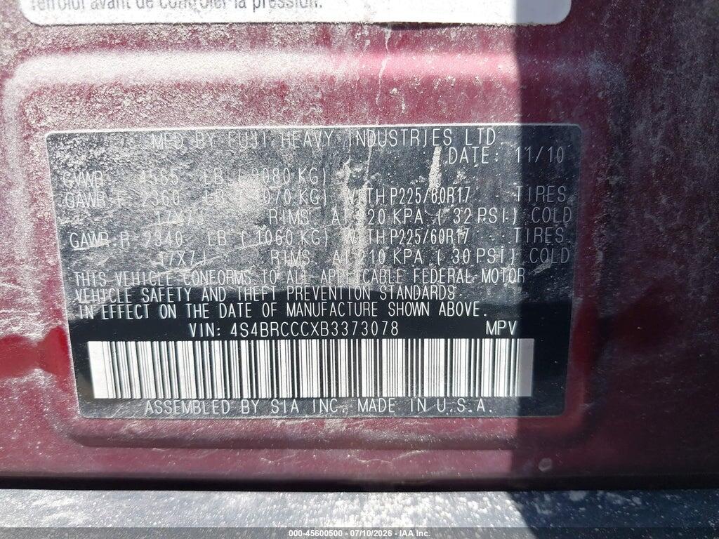 4S4BRCCCXB3373078 2011 SUBARU OUTBACK photo no. 9