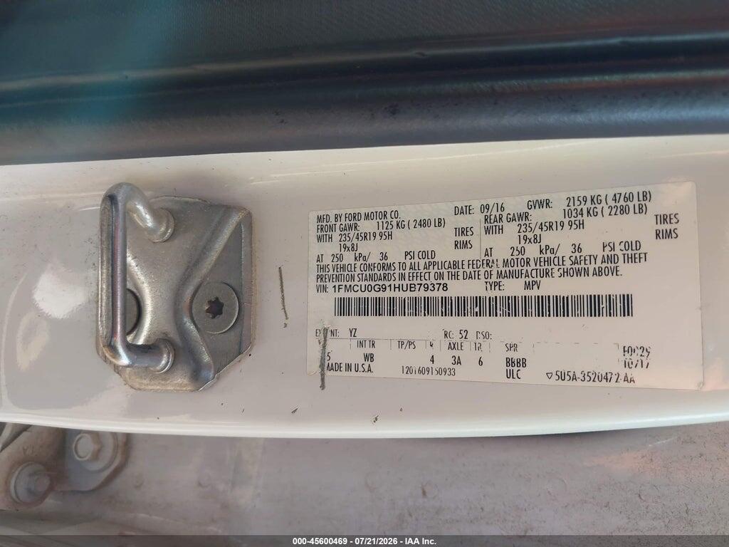 1FMCU0G91HUB79378 2017 FORD ESCAPE photo no. 9