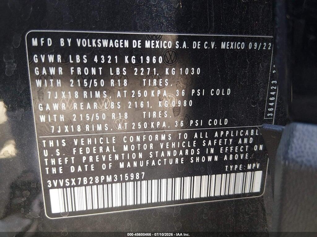 3VVSX7B28PM315987 2023 VOLKSWAGEN TAOS photo no. 9