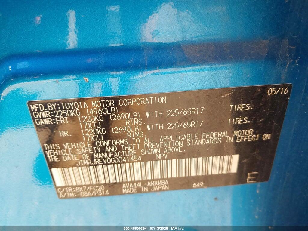JTMRJREV0GD041454 2016 TOYOTA RAV4 HYBRID photo no. 9