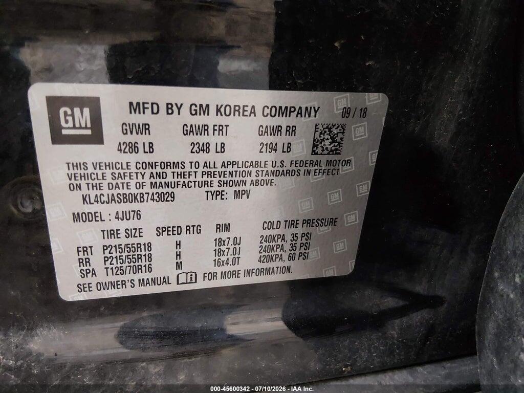 KL4CJASB0KB743029 2019 BUICK ENCORE photo no. 9
