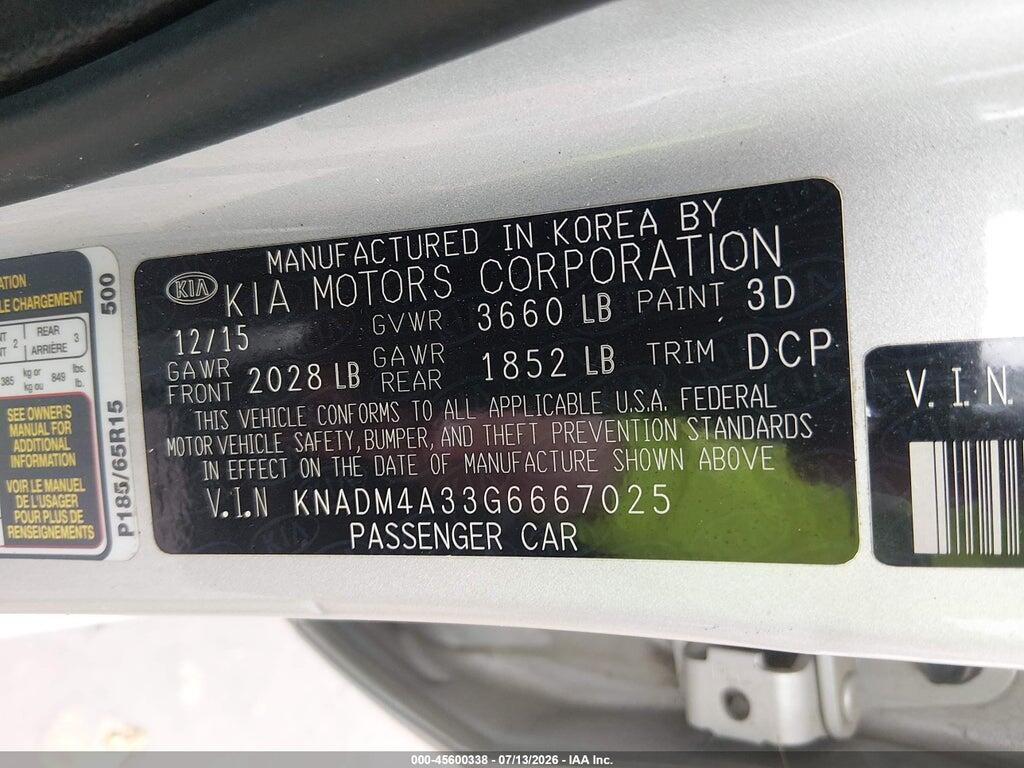 KNADM4A33G6667025 2016 KIA RIO photo no. 9