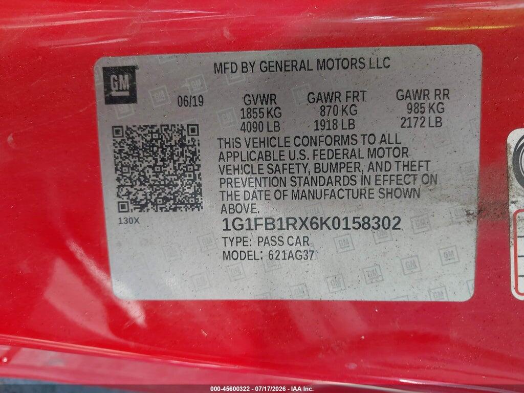 1G1FB1RX6K0158302 2019 CHEVROLET CAMARO photo no. 9