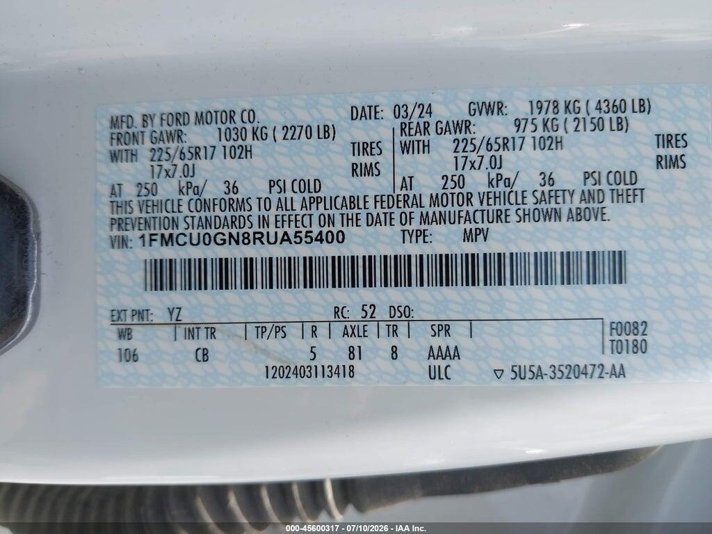 1FMCU0GN8RUA55400 2024 FORD ESCAPE photo no. 9