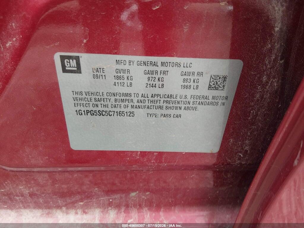 1G1PG5SC5C7165125 2012 CHEVROLET CRUZE photo no. 9