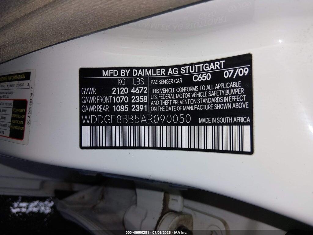 WDDGF8BB5AR090050 2010 MERCEDES-BENZ C 300 photo no. 9