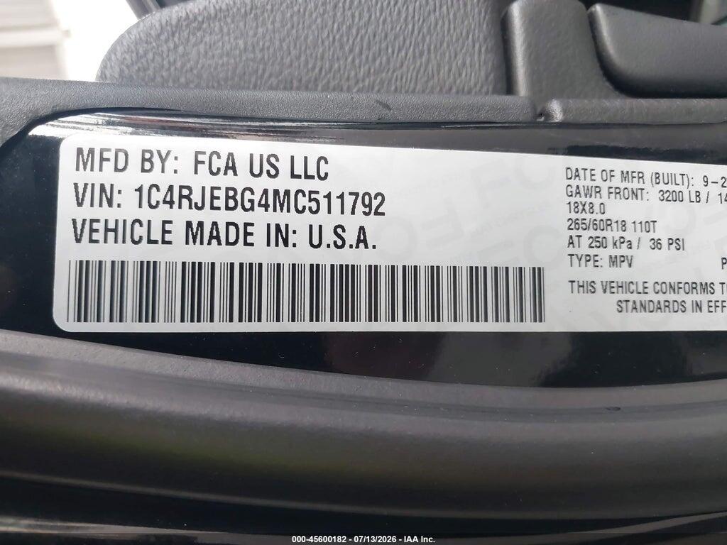 1C4RJEBG4MC511792 2021 JEEP GRAND CHEROKEE photo no. 9