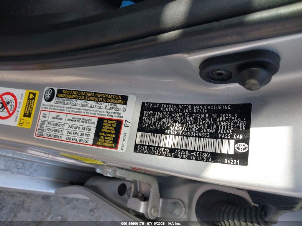 4T1BF1FK2EU446653 2014 TOYOTA CAMRY photo no. 9