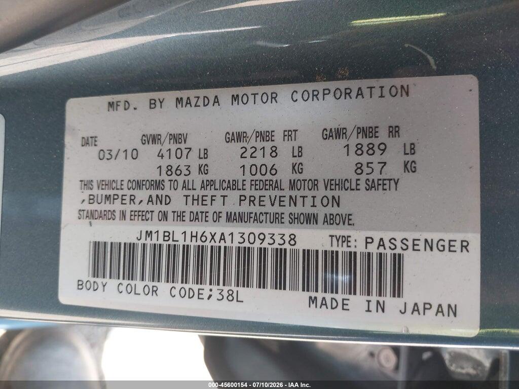 JM1BL1H6XA1309338 2010 MAZDA MAZDA3 photo no. 9