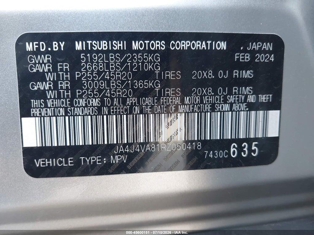 JA4J4VA81RZ050418 2024 MITSUBISHI OUTLANDER photo no. 9