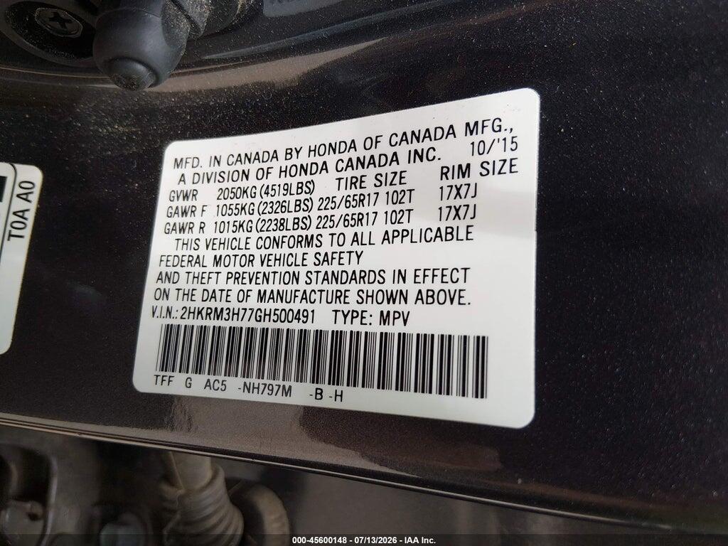 2HKRM3H77GH500491 2016 HONDA CR-V photo no. 9
