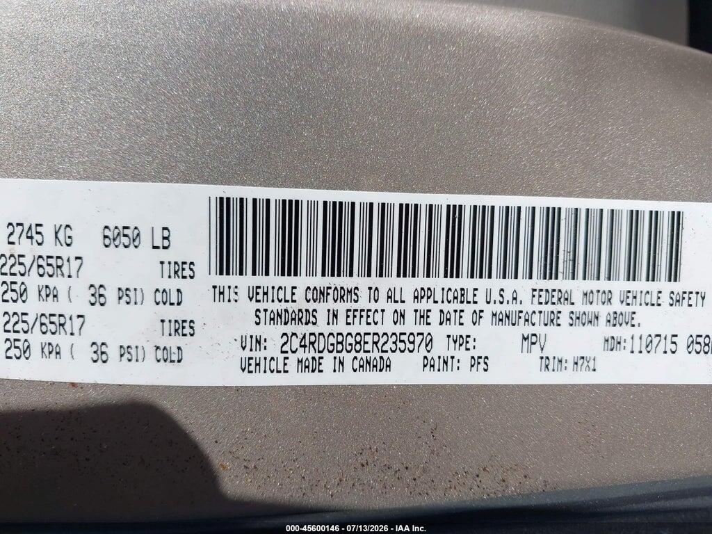 2C4RDGBG8ER235970 2014 DODGE GRAND CARAVAN photo no. 9