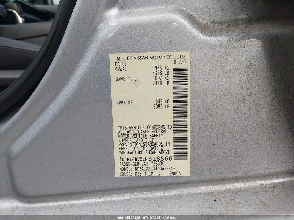 1N4BL4BV9LN318566 2020 NISSAN ALTIMA photo no. 9