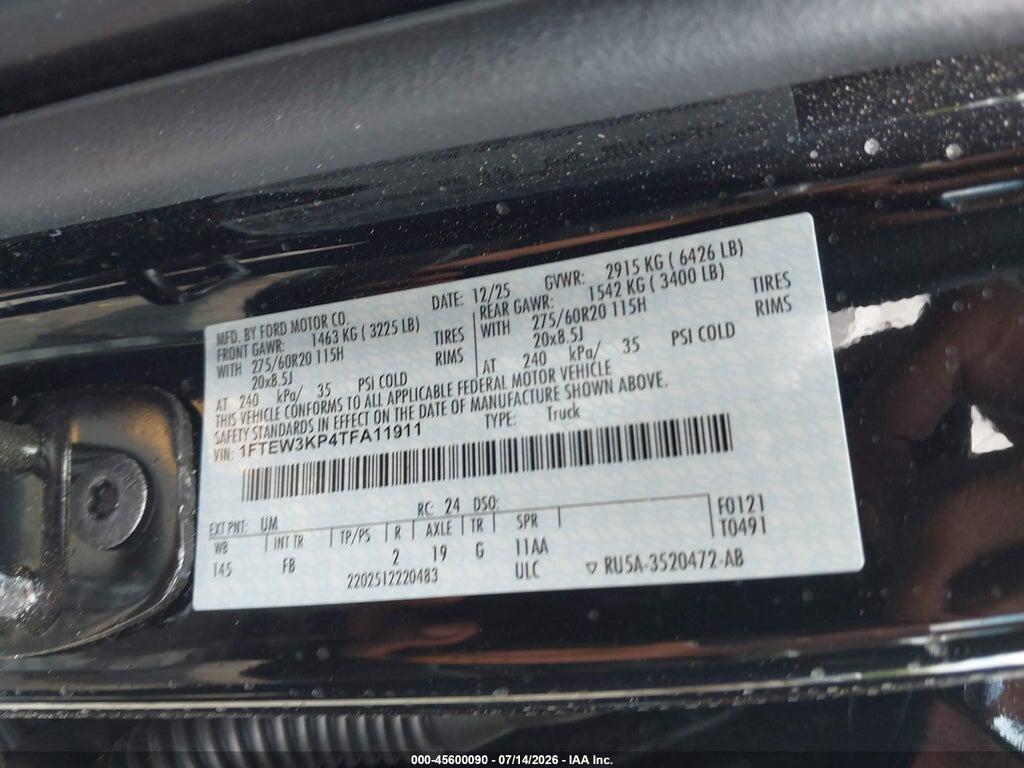 1FTEW3KP4TFA11911 2026 FORD F-150 photo no. 9