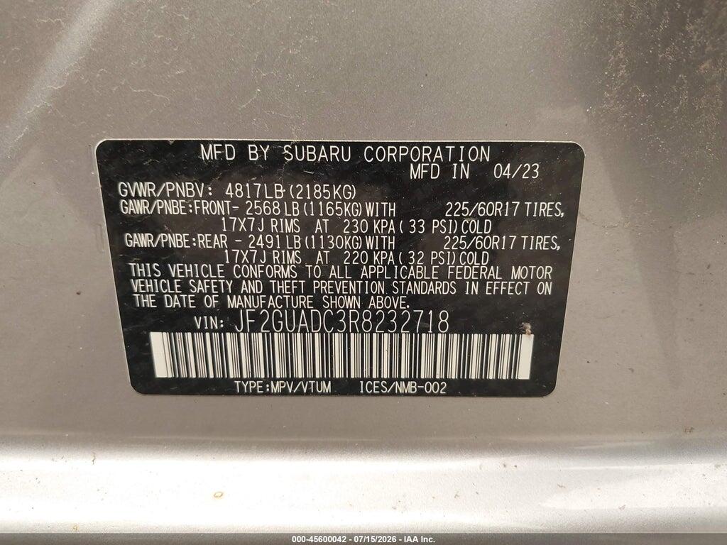 JF2GUADC3R8232718 2024 SUBARU CROSSTREK photo no. 9