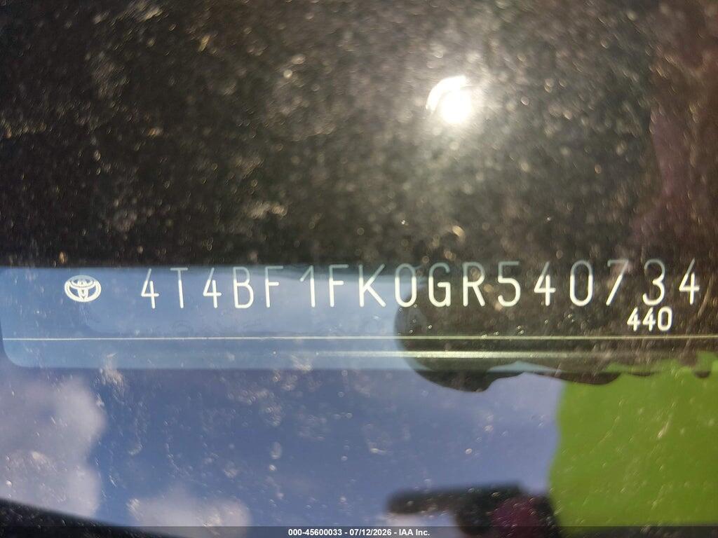 4T4BF1FK0GR540734 2016 TOYOTA CAMRY photo no. 9