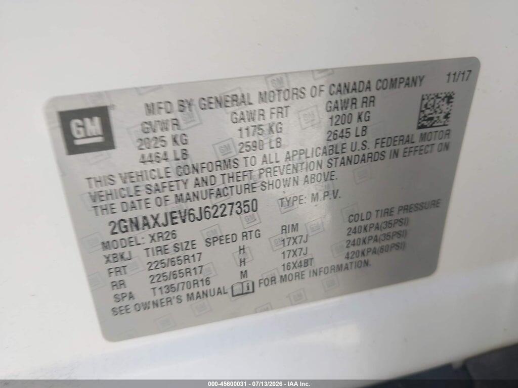 2GNAXJEV6J6227350 2018 CHEVROLET EQUINOX photo no. 9