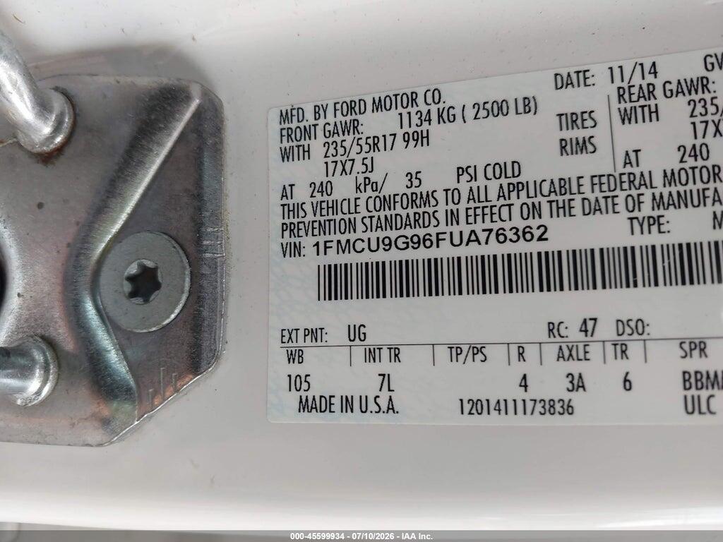 1FMCU9G96FUA76362 2015 FORD ESCAPE photo no. 9
