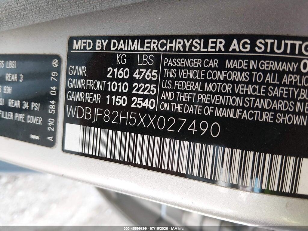 WDBJF82H5XX027490 1999 MERCEDES-BENZ E 320 photo no. 9