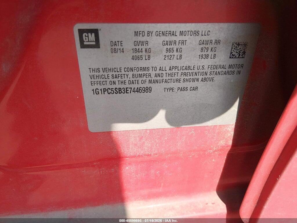 1G1PC5SB3E7446989 2014 CHEVROLET CRUZE photo no. 9