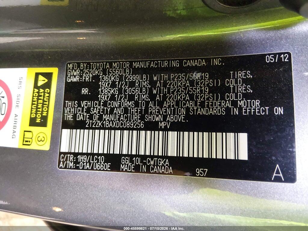 2T2ZK1BAXDC089256 2013 LEXUS RX 350 photo no. 9