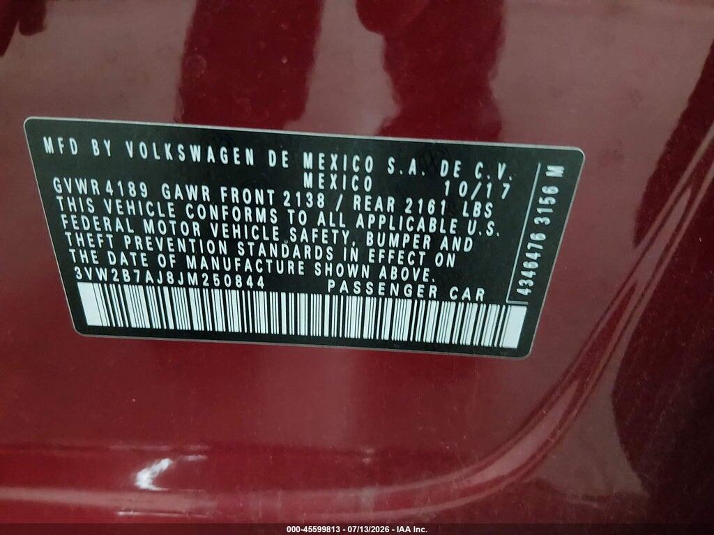 3VW2B7AJ8JM250844 2018 VOLKSWAGEN JETTA photo no. 9