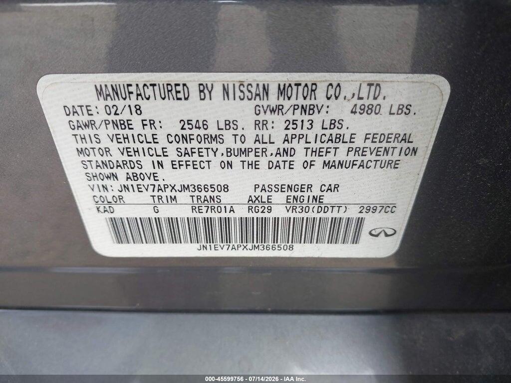 JN1EV7APXJM366508 2018 INFINITI Q50 photo no. 9