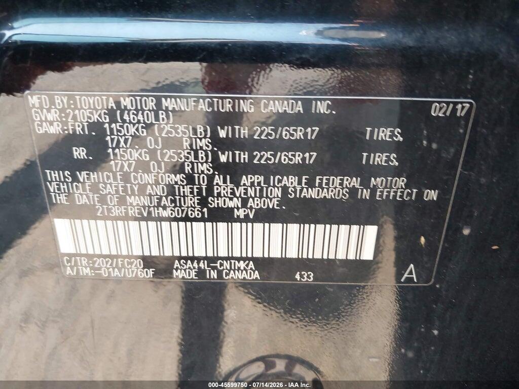 2T3RFREV1HW607661 2017 TOYOTA RAV4 photo no. 9