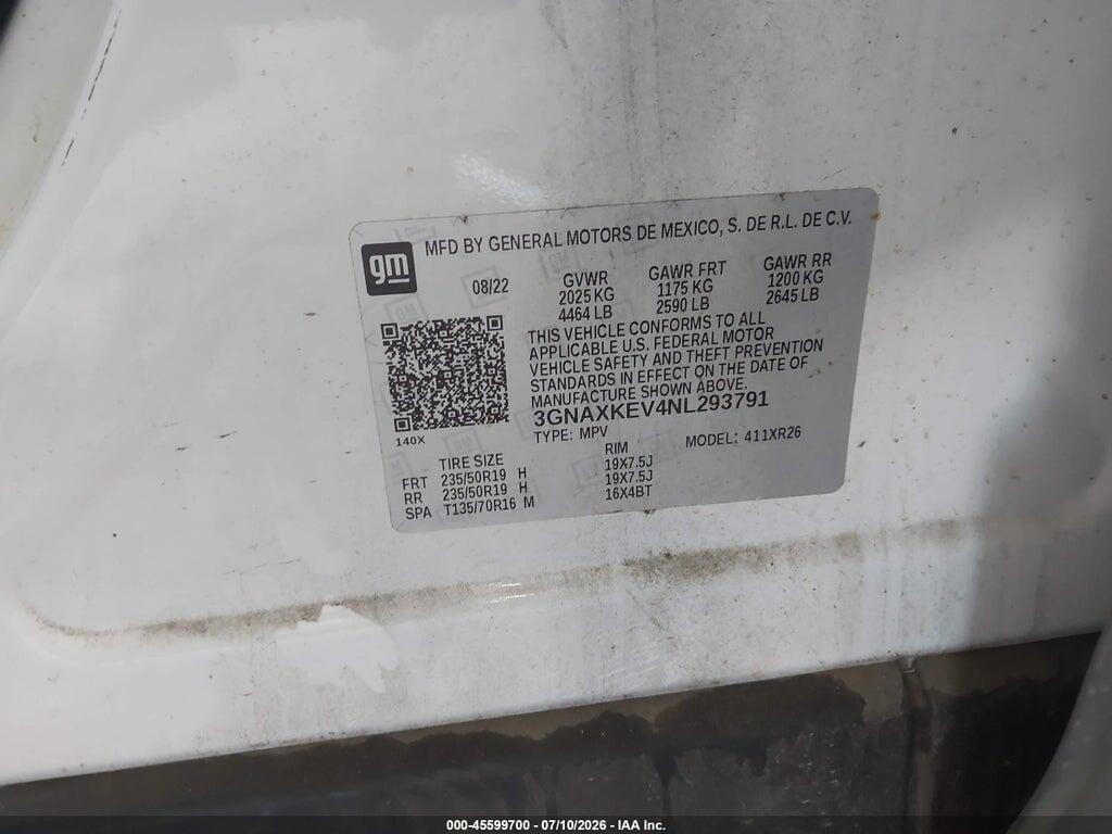 3GNAXKEV4NL293791 2022 CHEVROLET EQUINOX photo no. 9