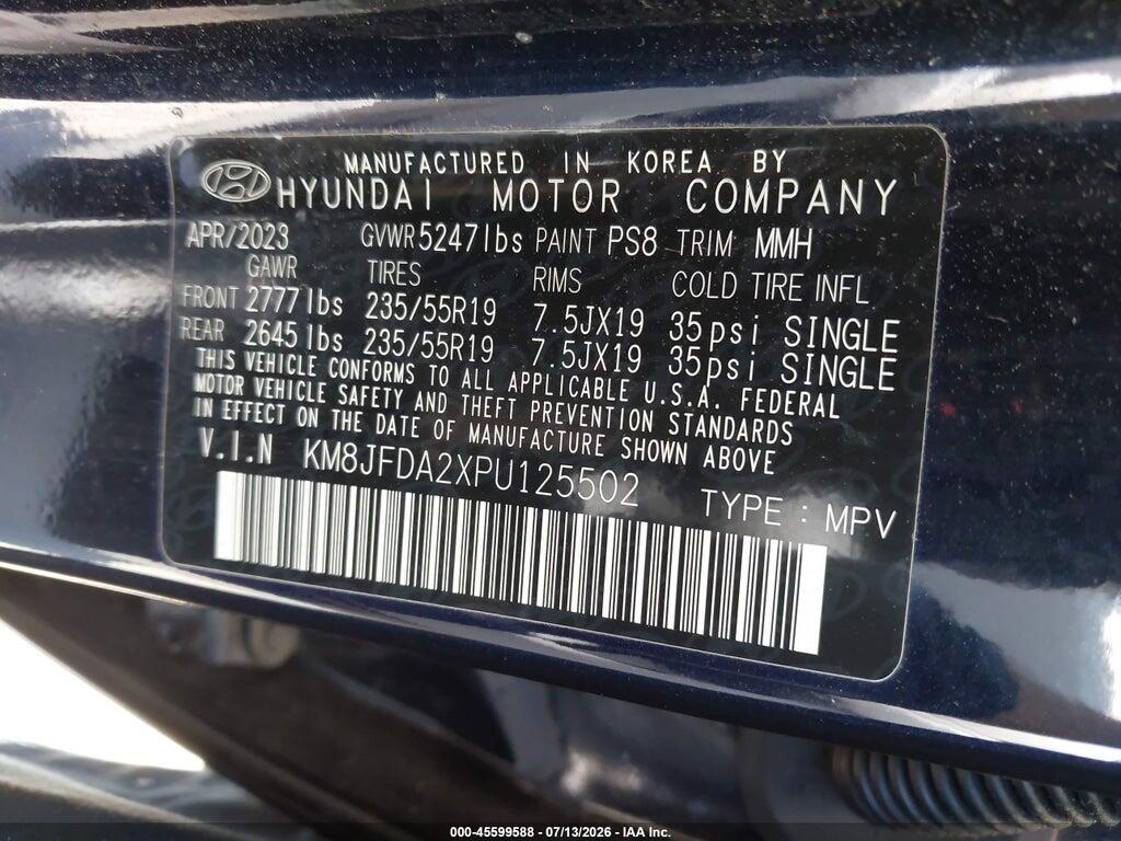 KM8JFDA2XPU125502 2023 HYUNDAI TUCSON PLUG-IN HYBRID photo no. 9