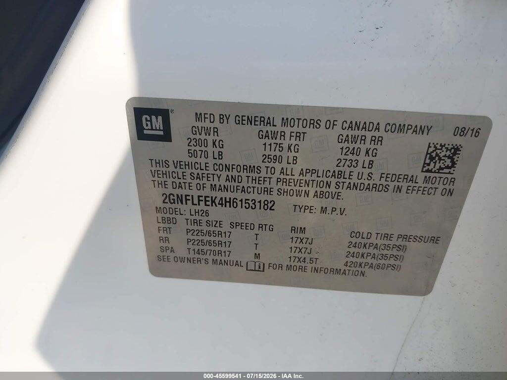 2GNFLFEK4H6153182 2017 CHEVROLET EQUINOX photo no. 9