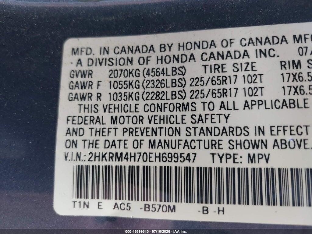 2HKRM4H70EH699547 2014 HONDA CR-V photo no. 9