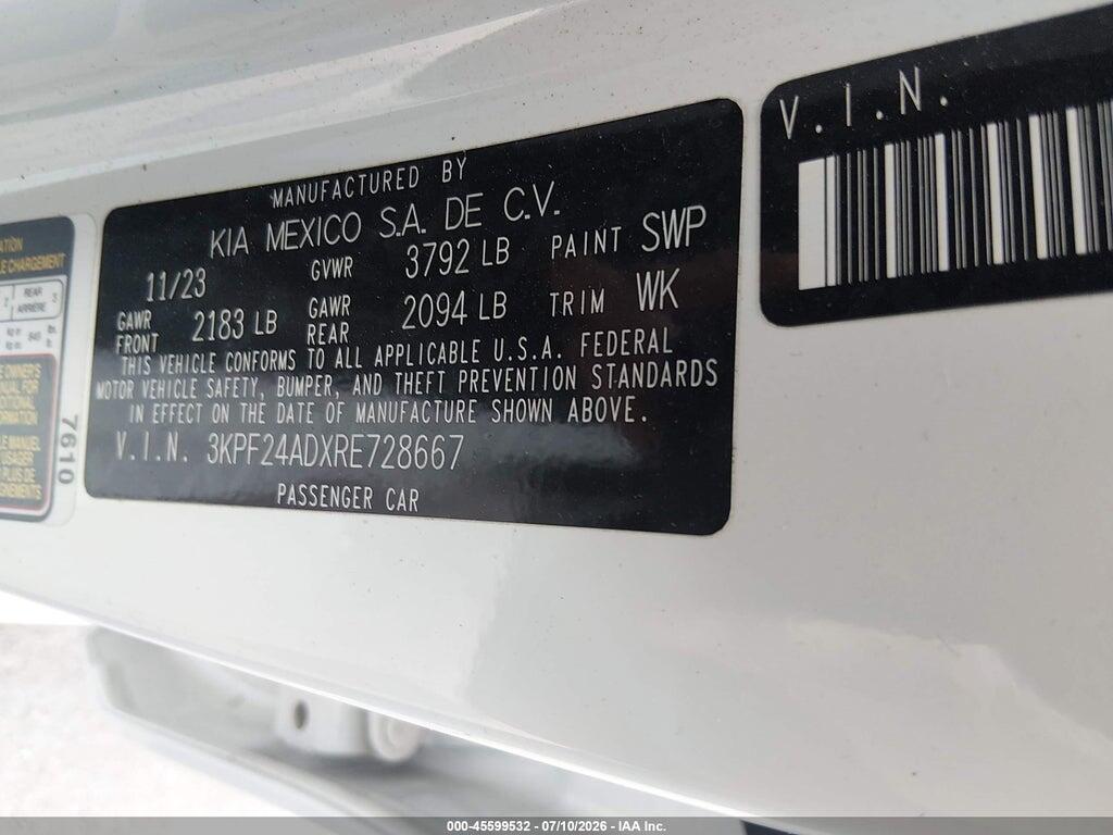 3KPF24ADXRE728667 2024 KIA FORTE photo no. 9