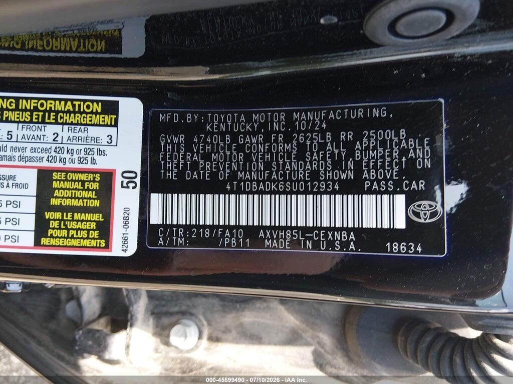 4T1DBADK6SU012934 2025 TOYOTA CAMRY photo no. 9