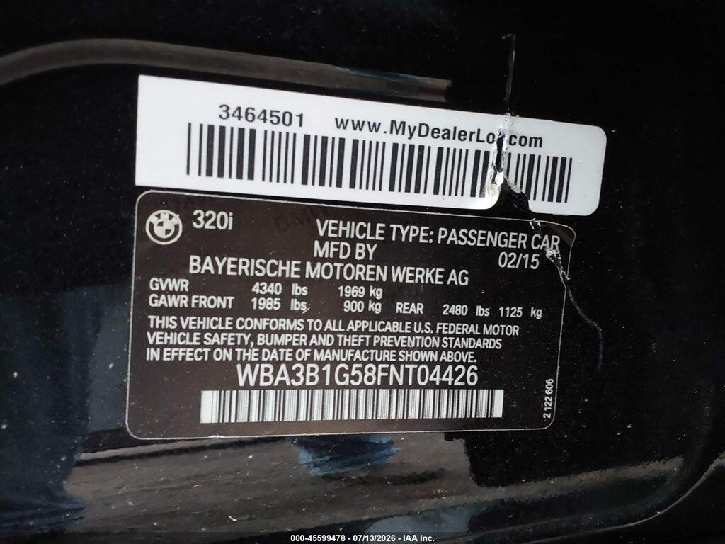 WBA3B1G58FNT04426 2015 BMW 320I photo no. 9