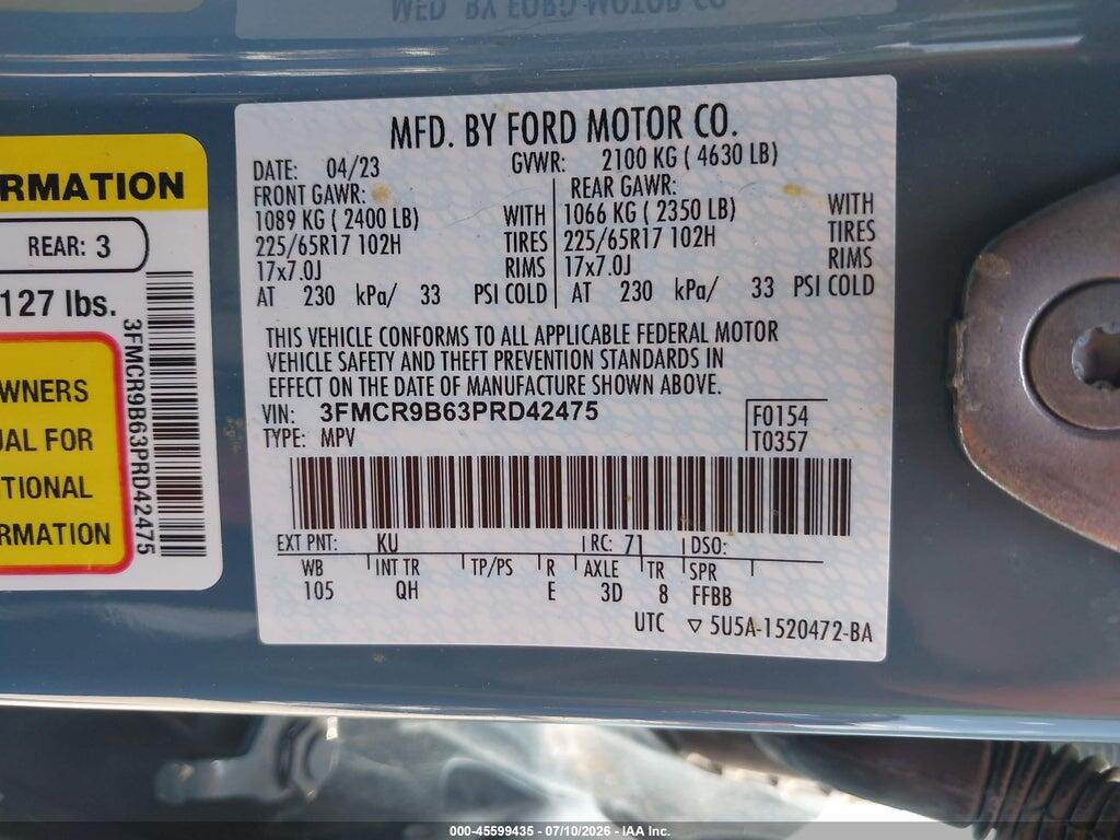 3FMCR9B63PRD42475 2023 FORD BRONCO SPORT photo no. 9