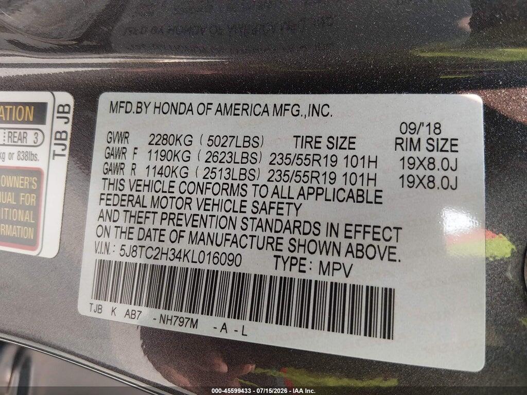 5J8TC2H34KL016090 2019 ACURA RDX photo no. 9