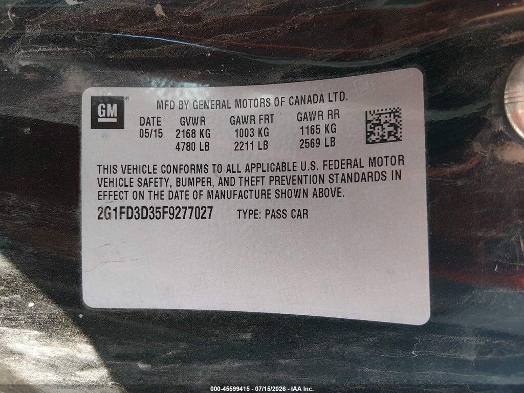 2G1FD3D35F9277027 2015 CHEVROLET CAMARO photo no. 9