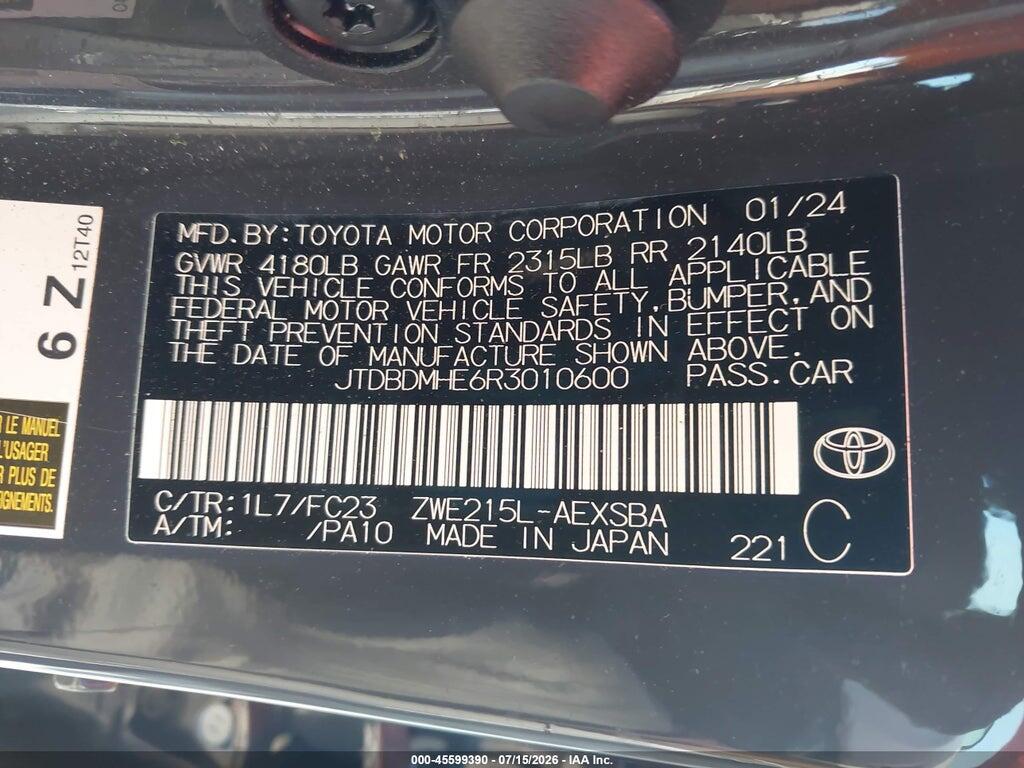 JTDBDMHE6R3010600 2024 TOYOTA COROLLA photo no. 9