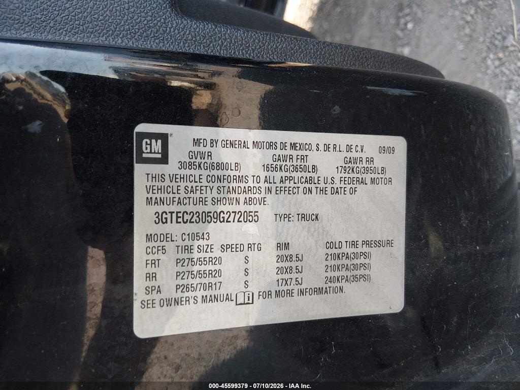 3GTEC23059G272055 2009 GMC SIERRA 1500 photo no. 9