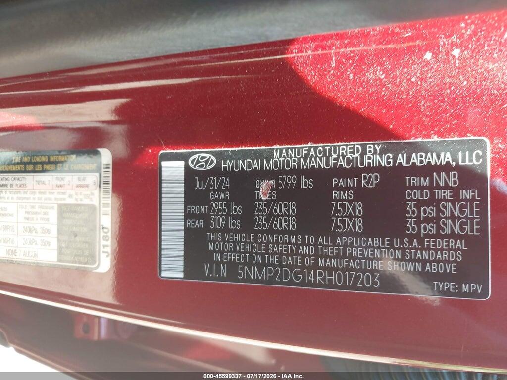 5NMP2DG14RH017203 2024 HYUNDAI SANTA FE HYBRID photo no. 9