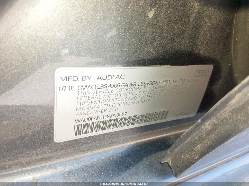 WAUBFAFL1GA006597 2016 AUDI A4 photo no. 9